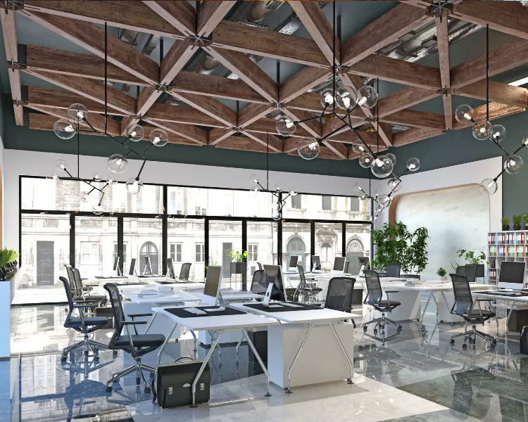 Modern office building with aluminum windows and doors