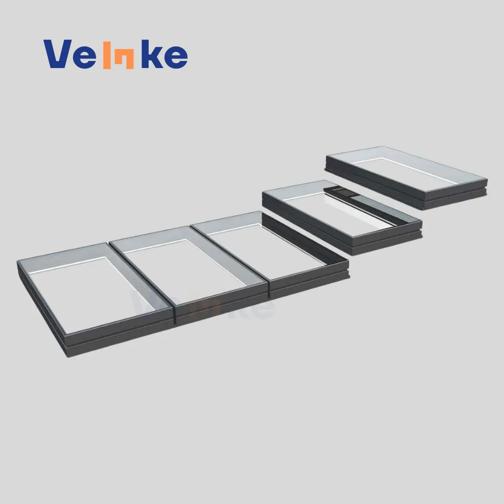 Custom Size Modular Walk-on Skylights for Global Market with Hopper Ventilation and Aluminum Frame System