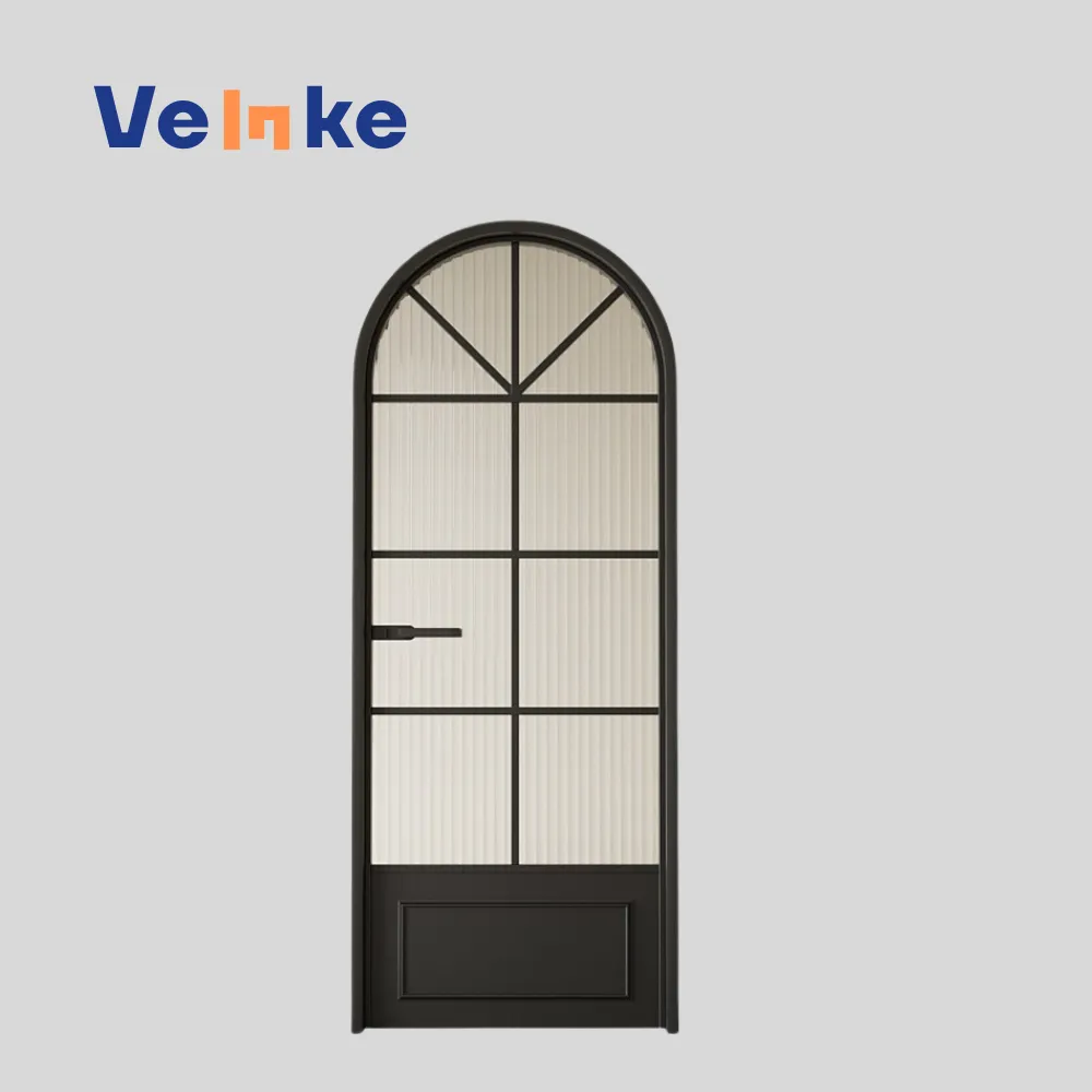 Modern Arched French Door 2100x900mm with Fluted Glass Panels Sale in Germany