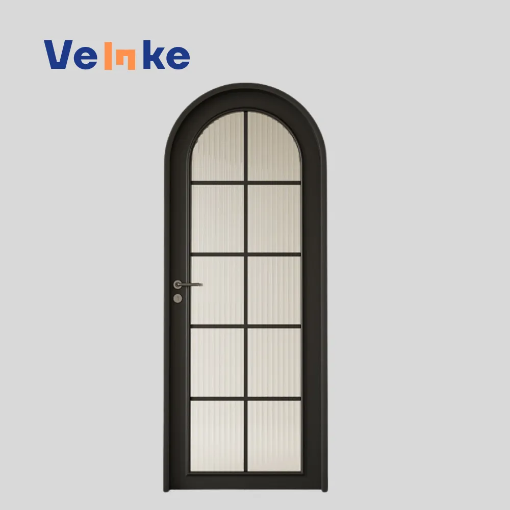 Contemporary China Manufacturing French Door Arched Top Multiple Glass Panels Mullion Design